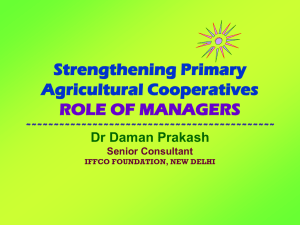 Strengthening Primary Agricultural Cooperatives ROLE