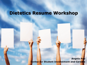 Dietetics Resume Workshop 2015