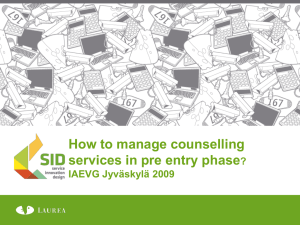 How to manage counselling services in pre entry phase? IAEVG