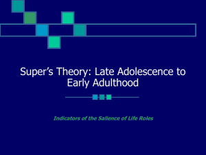 Super`s Theory: Late Adolescence to Early Adulthood