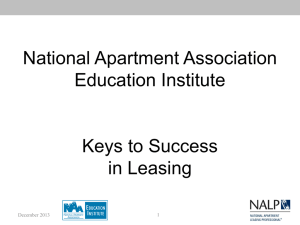 Keys to Success in Leasing - National Apartment Association