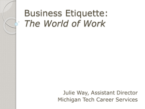 Business Etiquette: The World of Work