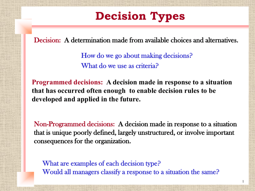 Types of decision making - oklahomamery