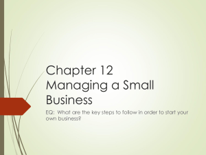 Chapter 12 Managing a Small Business
