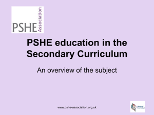 An overview of the structure of PSHE education with