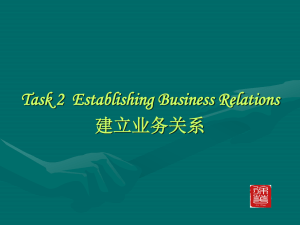 Task 2 Establishing Business Relations