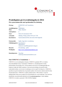 Praktikplats på översättningsbyrå 2014