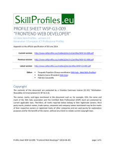 Profile sheet WSP-G3-009. Frontend Web Developer