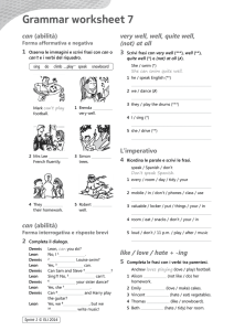 Grammar worksheet 7 can (abilità)