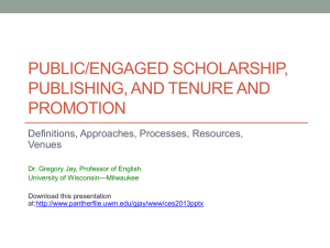 Public/Engaged Scholarship, Publishing, and Tenure