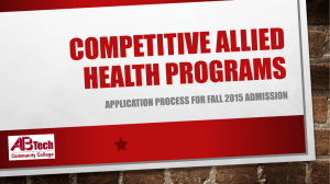 Fall 2015 Allied Health Admissions Overview - Asheville