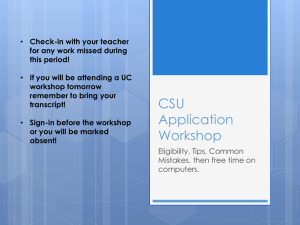 CSU Application Workshop 2014 - San Marcos Unified School District