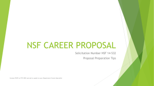 NSF CAREER Proposal preparation