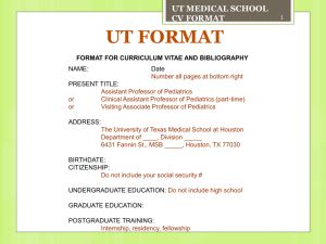 CV Examples & Tips - The University of Texas Medical School at