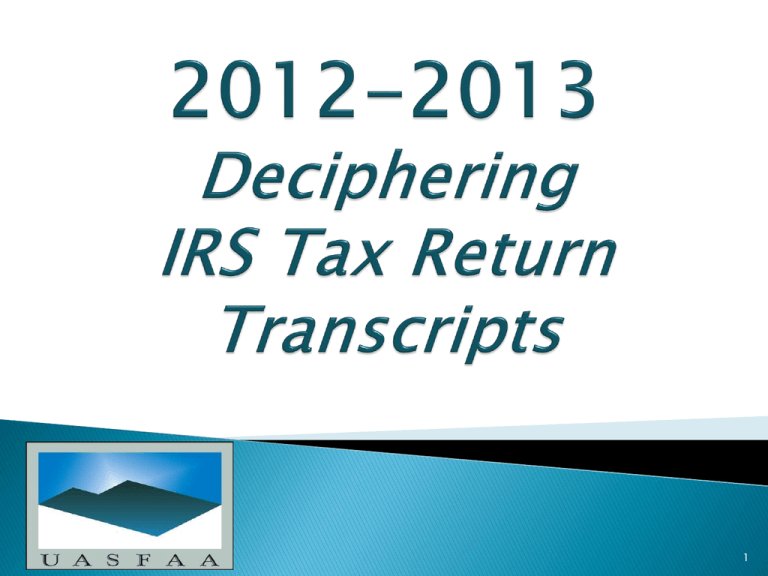 Tax Return Transcript Tax Return Transcript