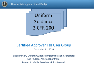 Presentation to the Certified Approver Fall Users Group