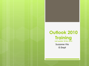 Outlook 2010 training 14 Nov 2012
