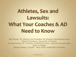 Athletes, Sex and Lawsuits: What Every Coach & AD Need to Know
