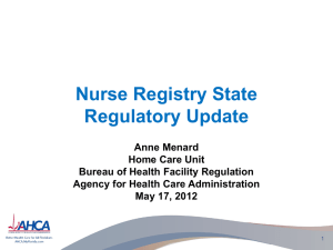 Nurse Registry State Regulatory Update