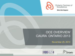 Ontario Centres of Excellence: Programs and Process Update