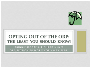 of ORP/Section 60 Workshop