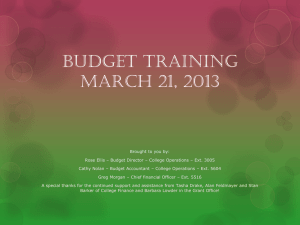Budget Training March 21, 2013