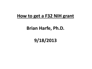 How to get an F32 NIH Grant by Brian Harfe