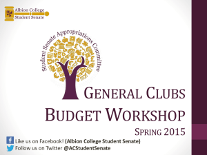 General Clubs and Organizations Budget Workshop