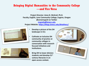 Bringing Digital Humanities to the Community College and Vice Versa