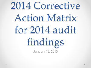 2014 Corrective Action Matrix for 2014 audit