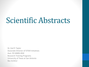 Scientific Abstracts - The University of Texas at San Antonio