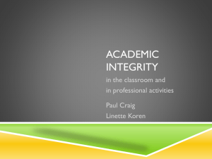 Academic Integrity in the Classroom and Professional Activities