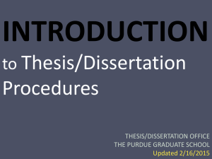 Introduction to Thesis/Dissertation Procedures