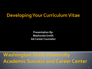 Developing Your Curriculum Vitae