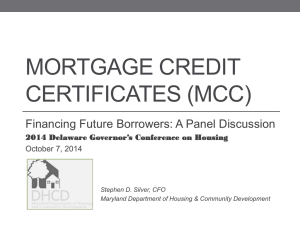 Mortgage credit certificates - Delaware State Housing Authority