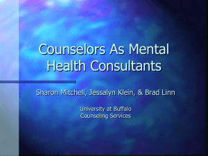Counselors As Mental Health Consultants