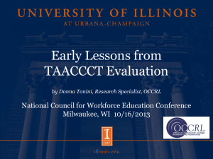 Early Lessons from TAACCCT Evaluation