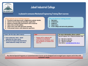 Jubail Industrial College is pleased to announce Mechanical