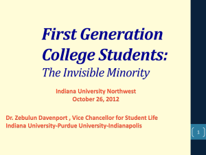 First Generation Students - Indiana University Northwest