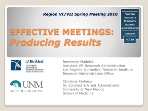 Effective Meetings - Grant and Research Development