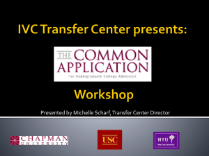 IVC Transfer Center presents: Workshop