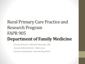 Rural Primary Care Practice and Research Program Overview
