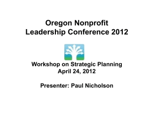 Paul Nicholson – Strategic Planning