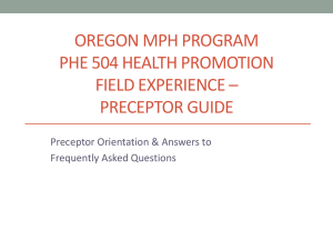 Preceptor Orientation - Portland State University