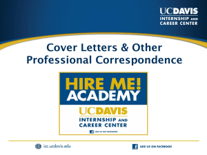 Cover Letter - Internship and Career Center