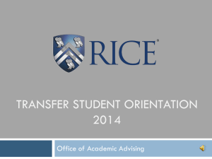 Transfer Student Orientation to Academics 2014