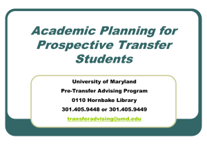 Academic Planning Presentation - Pre-Transfer Advising