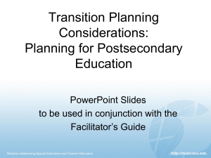 Planning for Postsecondary Education - MAST