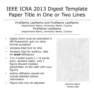 IEEE ICRA 2013 Digest Template Paper Title in One or Two Lines