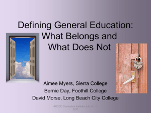 Defining General Education: What Belongs and What